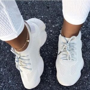 Knitting And Crochet Women Knit Sneaker White