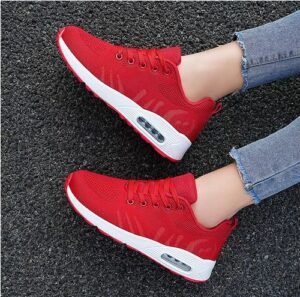 XCST-BNZHO Women Platform Sneakers Woman Casual Shoes Female Sport Ladies Comfortable Low Top Mesh Sneakers Non-slip Walking Shoes Red EUR Size 35-42