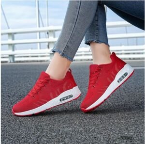 XCST-BNZHO Women Platform Sneakers Woman Casual Shoes Female Sport Ladies Comfortable Low Top Mesh Sneakers Non-slip Walking Shoes Red EUR Size 35-42