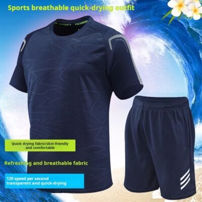 Fashion 2 PCS Men's T-Shirt & Shorts Set - Navy Blue