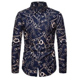 Fashion Men'S Button Shirt Men Casual Print Shirt Long Sleeved Shirts.