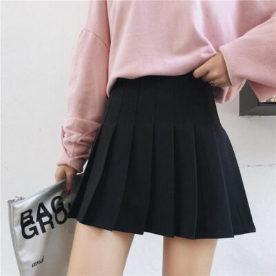 Girls Tennis Pleated Skirt High Waisted Mini Skirts School Black XXL