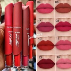 Kiss Beauty 3PCs Sexy Bold Velvet Stain Matte Waterproof Lip Matte Liquid Lipstick+FreeGift