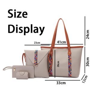 Fashion 4 PCS Women Bags Ladies Bags Handbags Purse Shoulder Bags Tote Bags