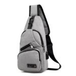 Fashion Casual Shoulder Sports Sling Chest Bag Crossbody Bag USB Interface-Gray