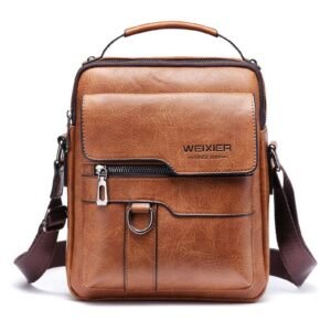 Fashion Men's Vintage PU Leather Shoulder Bag,Casual Handbag,Travel Backpack-Vertical