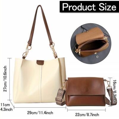 STY 2 In 1 Ladies Handbags Set Women Shoulder Bags Tote Bag Crossbody Bag