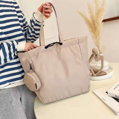 STY 2 In 1 Women Large Capacity Tote Coin Purse Set Ladies Handbag Nylon Bag