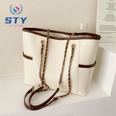 STY Ladies Shoulder Bag Women Handbags Tote Bag Commuter Bag PU Chain Bag