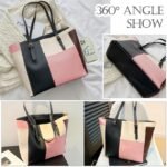 STY Ladies Shoulder Bag Women Handbags Tote Bag Large Capacity PU Color-Block Bag