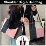 STY Ladies Shoulder Bag Women Handbags Tote Bag Large Capacity PU Color-Block Bag