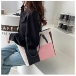 STY Ladies Shoulder Bag Women Handbags Tote Bag Large Capacity PU Color-Block Bag