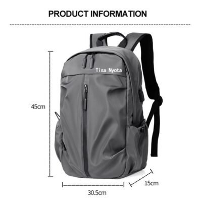 Tisa Nyota Men Backpack Bags Business Laptop Backpack With USB Waterproof Bags Grey