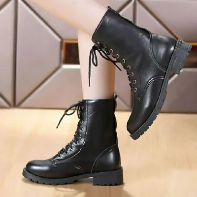 SXCHEN Women's Shoes Martin Boots Ladies Shoes Women's Brush-heeled British Style Single Boots Women Medium Heel Flat Heel Short Boots Fashion Girls Comforta Casual Boots...