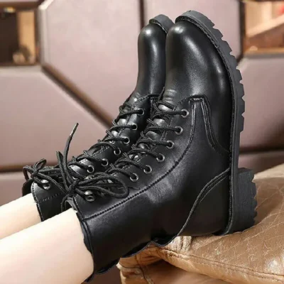 SXCHEN Women's Shoes Martin Boots Ladies Shoes Women's Brush-heeled British Style Single Boots Women Medium Heel Flat Heel Short Boots Fashion Girls Comforta Casual Boots...