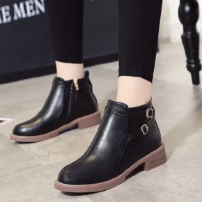 Women Boots Autumn and Winter New Martin Boots Women's Low Heel Belt Buckle Short Boots Women's Large Foreign Trade Women's Boots Autumn and Winter New Martin Boots Women's Low...