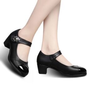 Fashion Women Shoes Heels High PU Leather Shoe Fashion Black Formal Ladies Shoe Non-slip