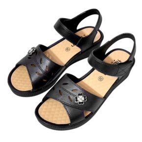 Fashion Women Shoes Sandals Plastic Sandals Mom Shoe Wedge Sandal Lady Black Open Shoes