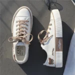 Women's shoes cute bear embroidery canvas shoes school shoes rubber shoes breathable fashion sneakers