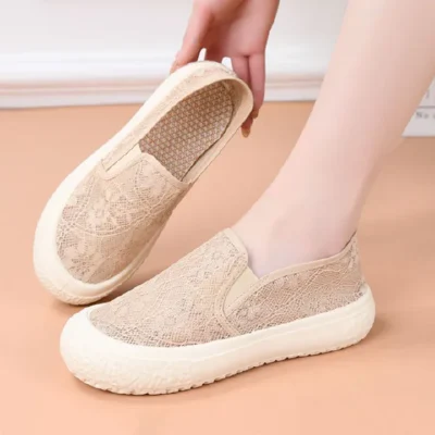 SXCHEN Women's Shoes Flats Loafers Versatile Mesh Slip-On Casual Breathable Soft-Soled Mother's Lazy Shoes Single Shoes Flat-Soled Loafers Ladies Shoes Girls School Fashion...