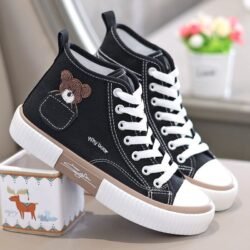 Women's Shoes Boots Ankle Bootie Bear High Top Shoes Lace Up Canvas Shoes Korean Style Skateboard Shoes Vulcanized Shoes Large Size Women Shoe Ladies Shoe Running elastic band...