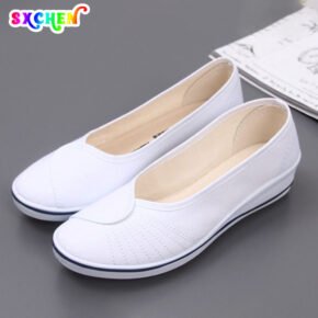 Women's Shoes Small White Shoes Loafers Nurse Shoes Female Ladies Shoes White Wedge Soft Bottom New Cloth Shoes Flat Party Office Girl Lovers Gift Latest Shoes Mom Shoe Sneakers...